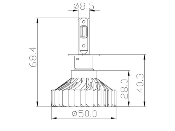 Afmetingen ADL09091 - H3 LED lampen