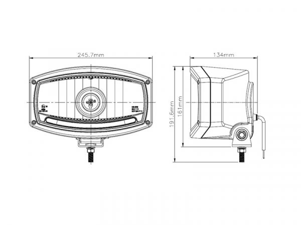 Nedking verstraler 1600 met zwarte behuizing - incl. H1 grootlicht - enkel geschikt voor 24 volt gebruik - afmetingen EAN: 7448156525528