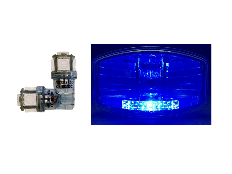 T10 LED Lampe blau - 2 Stück - All Day Led - für 12&24 Volt