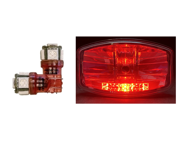 vegetarisch Lee Koningin T10 LED lamp rood - 2 stuks - All Day Led - voor 12&24 Volt