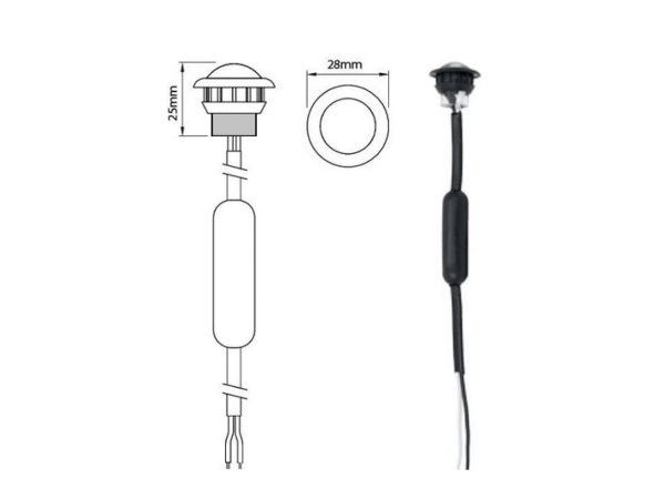 Nedking LED Markierungsleuchte ORANGE mit dunklem Glas in runder Form – Einbauleuchte geeignet für 12- und 24-Volt-Betrieb – 28 mm – EAN: 6090539214201