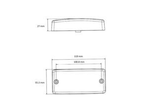 Afmetingen van de ADL20365 - met ECE R148 en ECE R150 keurmerk - markeringslamp voor 12 en 24 volt gebruik - vervangt Hella 2PS 004 361-001 en 2PS 002 727-001 - M-LED ZM366