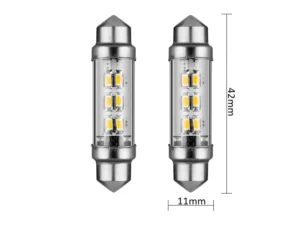 Soffitte LED Röhrenlampe 24 Volt GRÜN – LED Innenlampe, die in eine Röhrenlampenfassung passt – kann in LKW, Anhänger und Wohnmobil montiert werden, wenn sie an 24 Volt angeschlossen ist – LED Lampe ist mit 6 LED-Punkten ausgestattet – EAN: 7448154215285