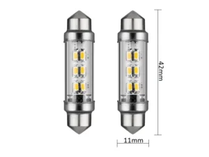 Soffitte LED Röhrenlampe 24 Volt ROT – LED Innenlampe, die in eine Röhrenlampenfassung passt – kann in LKW, Anhänger und Wohnmobil montiert werden, wenn sie an 24 Volt angeschlossen ist – LED Lampe ist mit 6 LED-Punkten ausgestattet – EAN: 7448152998937