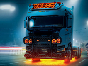 Scania Next Gen vrachtwagen met diverse soorten LED verlichting gemonteerd van het merk Strands - EAN: 7323030191597